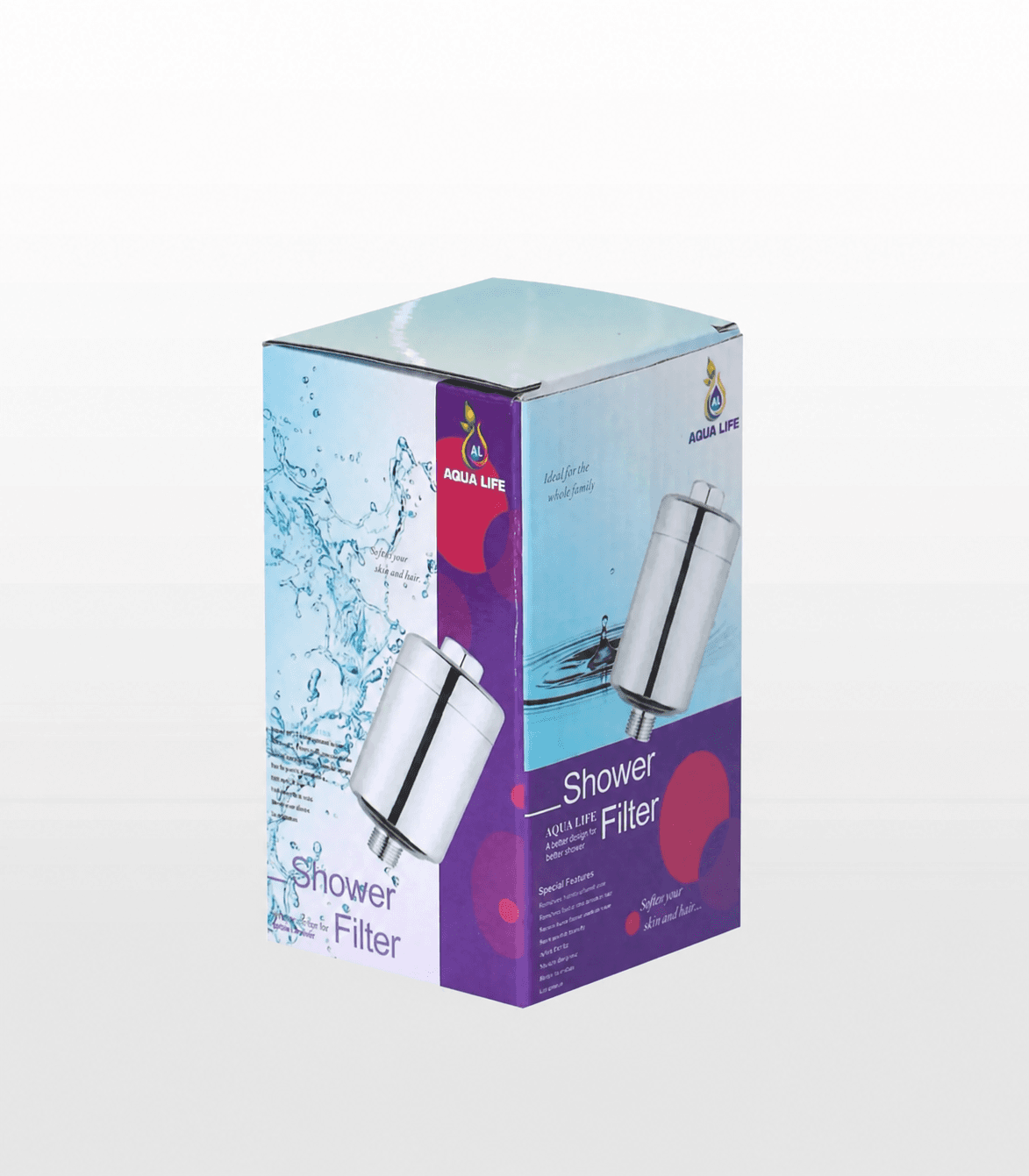 Silver Inline Shower Filter available from Aqua Crystal UAE